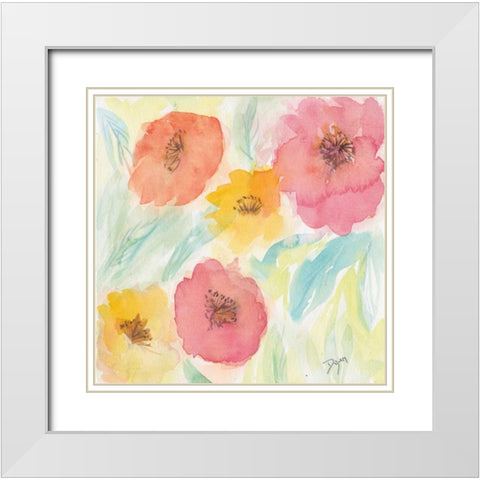 Soft Floral I White Modern Wood Framed Art Print with Double Matting by Dyer, Beverly