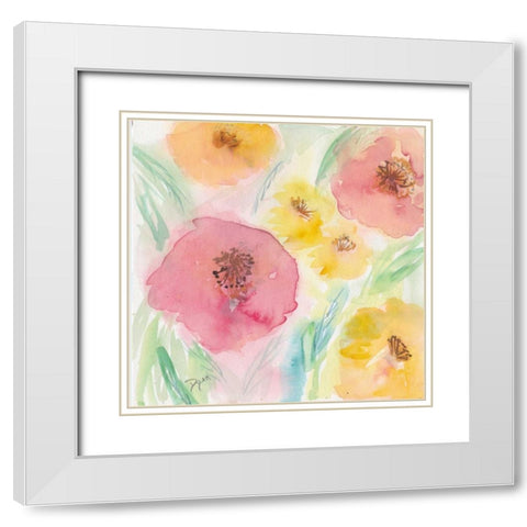 Soft Floral II White Modern Wood Framed Art Print with Double Matting by Dyer, Beverly