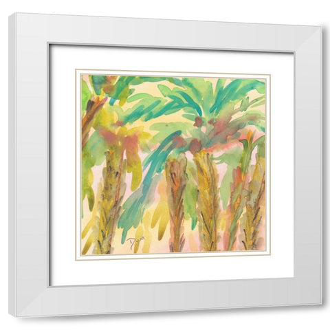Sunset Palms 2 White Modern Wood Framed Art Print with Double Matting by Dyer, Beverly