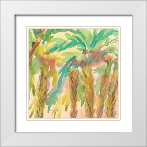 Sunset Palms 2 White Modern Wood Framed Art Print with Double Matting by Dyer, Beverly