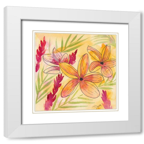 Sunset Plumeria II White Modern Wood Framed Art Print with Double Matting by Dyer, Beverly