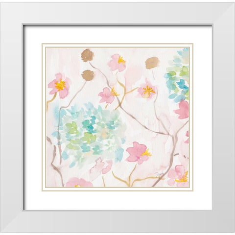 Soft Blooms I White Modern Wood Framed Art Print with Double Matting by Dyer, Beverly