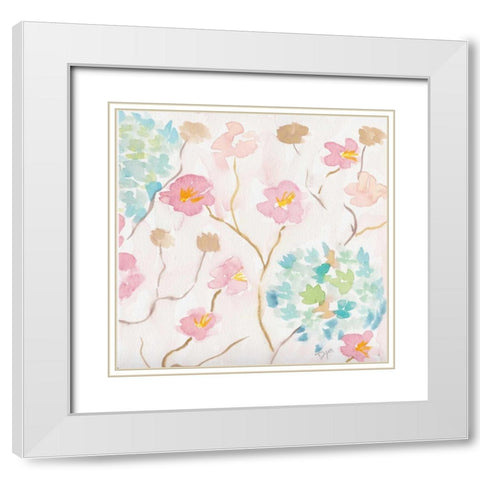 Soft Blooms II White Modern Wood Framed Art Print with Double Matting by Dyer, Beverly