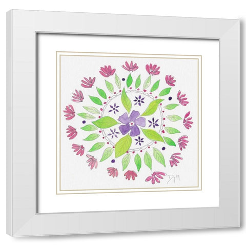 Nature Mandala I White Modern Wood Framed Art Print with Double Matting by Dyer, Beverly