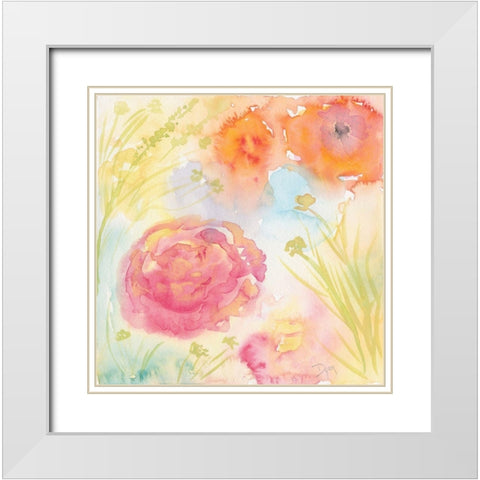 Summer Floral 2 White Modern Wood Framed Art Print with Double Matting by Dyer, Beverly