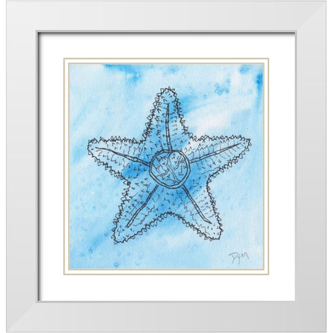 Coastal Starfish White Modern Wood Framed Art Print with Double Matting by Dyer, Beverly