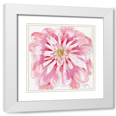 Peony White Modern Wood Framed Art Print with Double Matting by Dyer, Beverly