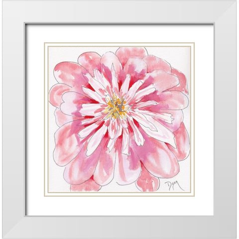 Peony White Modern Wood Framed Art Print with Double Matting by Dyer, Beverly