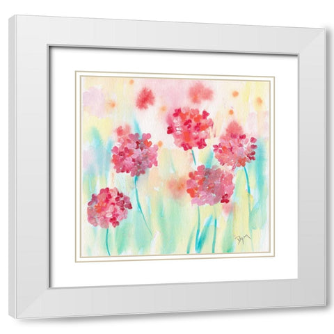 Blushing Meadow I White Modern Wood Framed Art Print with Double Matting by Dyer, Beverly