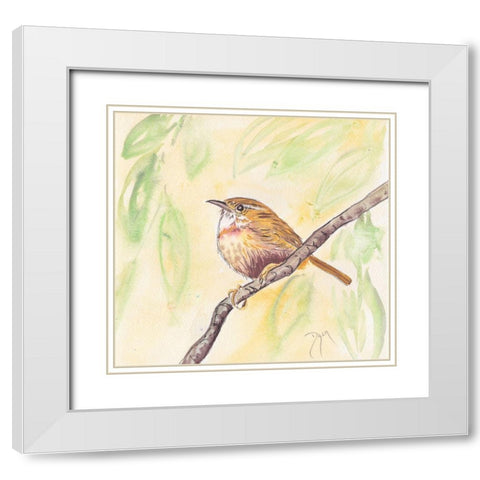 Sunny Wren White Modern Wood Framed Art Print with Double Matting by Dyer, Beverly