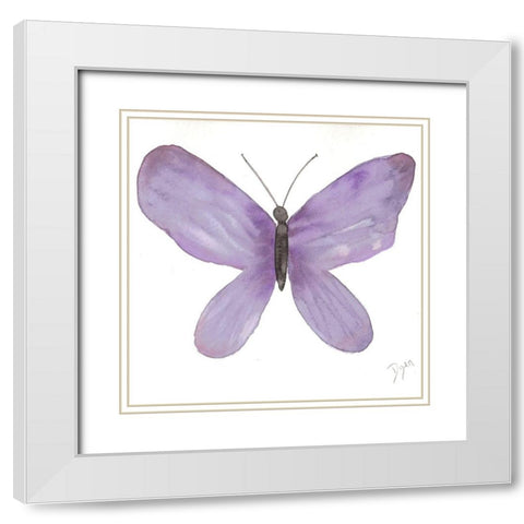 Watercolor Purplefly White Modern Wood Framed Art Print with Double Matting by Dyer, Beverly