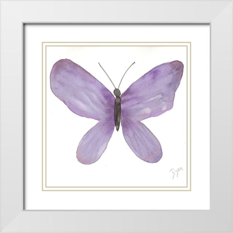 Watercolor Purplefly White Modern Wood Framed Art Print with Double Matting by Dyer, Beverly