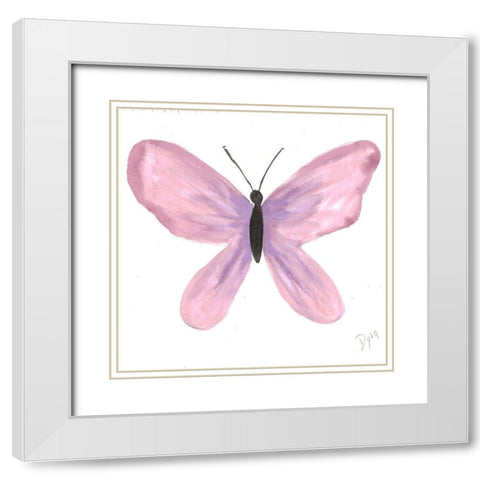 Watercolor Pinkfly White Modern Wood Framed Art Print with Double Matting by Dyer, Beverly