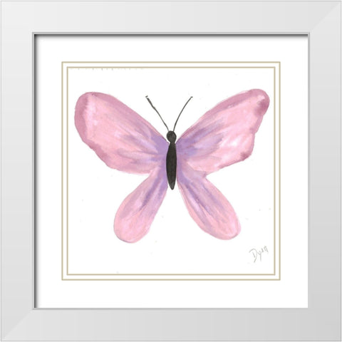 Watercolor Pinkfly White Modern Wood Framed Art Print with Double Matting by Dyer, Beverly