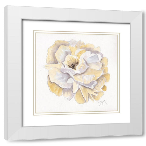 Backyard Peony I White Modern Wood Framed Art Print with Double Matting by Dyer, Beverly