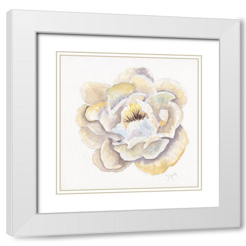 Backyard Peony II White Modern Wood Framed Art Print with Double Matting by Dyer, Beverly