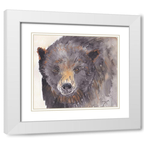 Brown Bear White Modern Wood Framed Art Print with Double Matting by Dyer, Beverly