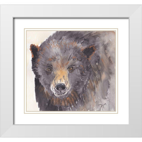 Brown Bear White Modern Wood Framed Art Print with Double Matting by Dyer, Beverly