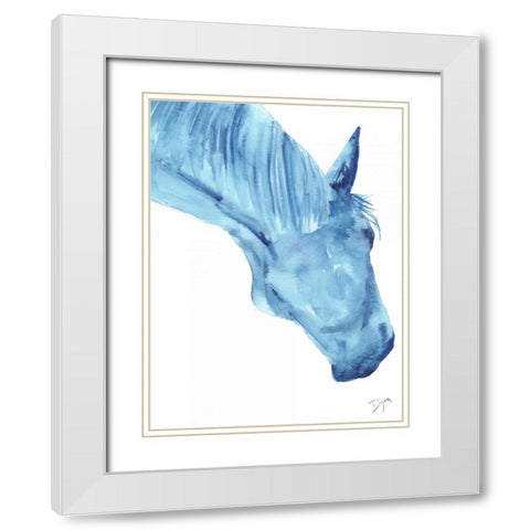 Blue Lacey Thick White Modern Wood Framed Art Print with Double Matting by Dyer, Beverly