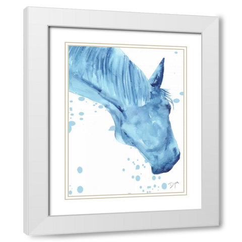 Blue Lacey Thick Splatter White Modern Wood Framed Art Print with Double Matting by Dyer, Beverly