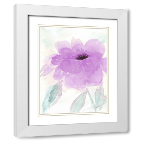 Lilac Peony I White Modern Wood Framed Art Print with Double Matting by Dyer, Beverly