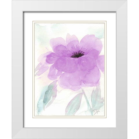Lilac Peony I White Modern Wood Framed Art Print with Double Matting by Dyer, Beverly