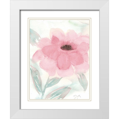 Blush Peony II White Modern Wood Framed Art Print with Double Matting by Dyer, Beverly