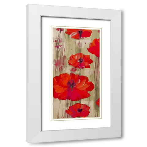 Crimson Rain 1 White Modern Wood Framed Art Print with Double Matting by Dyer, Beverly