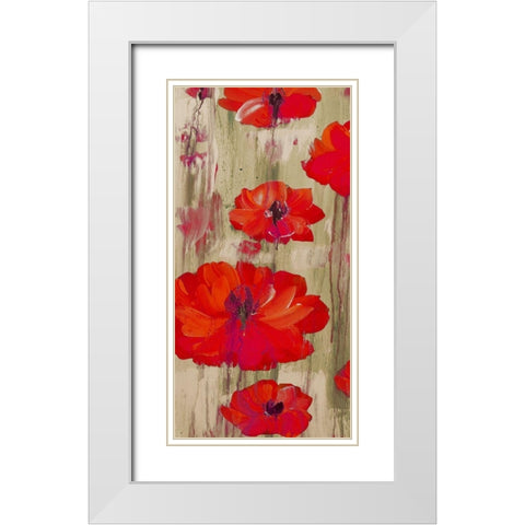 Crimson Rain 1 White Modern Wood Framed Art Print with Double Matting by Dyer, Beverly