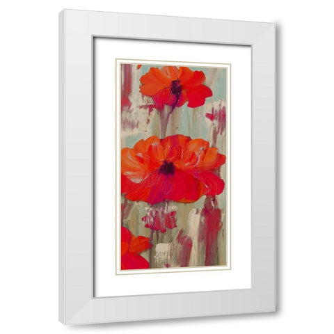 Crimson Rain 3 White Modern Wood Framed Art Print with Double Matting by Dyer, Beverly