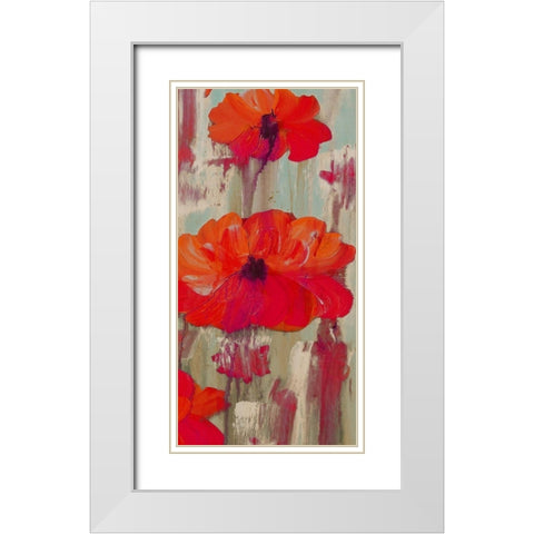 Crimson Rain 3 White Modern Wood Framed Art Print with Double Matting by Dyer, Beverly