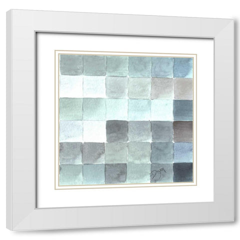 Cool Tiles 2 White Modern Wood Framed Art Print with Double Matting by Dyer, Beverly