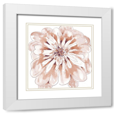 Blush Peony White Modern Wood Framed Art Print with Double Matting by Dyer, Beverly