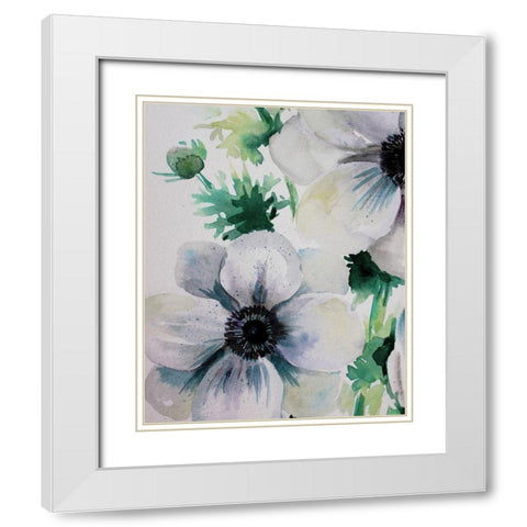 Ghost Blooms 2 White Modern Wood Framed Art Print with Double Matting by Boho Hue Studio