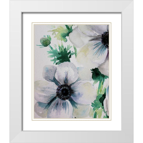 Ghost Blooms 2 White Modern Wood Framed Art Print with Double Matting by Boho Hue Studio