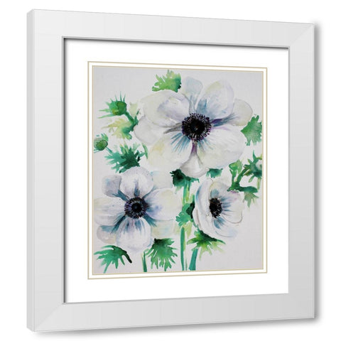Ghost Blooms 3 White Modern Wood Framed Art Print with Double Matting by Boho Hue Studio