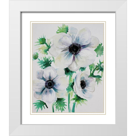 Ghost Blooms 3 White Modern Wood Framed Art Print with Double Matting by Boho Hue Studio