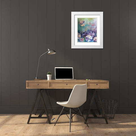 Spiral Puffs White Modern Wood Framed Art Print with Double Matting by Boho Hue Studio