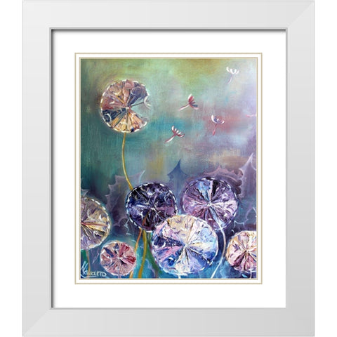 Spiral Puffs White Modern Wood Framed Art Print with Double Matting by Boho Hue Studio