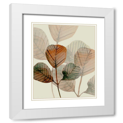 Brown Leaves 1 White Modern Wood Framed Art Print with Double Matting by Boho Hue Studio