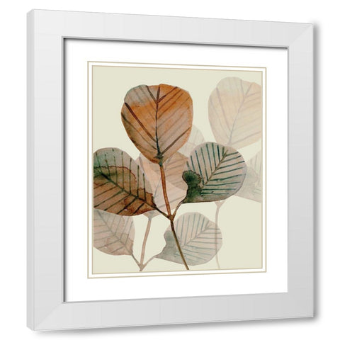 Brown Leaves 2 White Modern Wood Framed Art Print with Double Matting by Boho Hue Studio