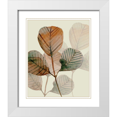 Brown Leaves 2 White Modern Wood Framed Art Print with Double Matting by Boho Hue Studio