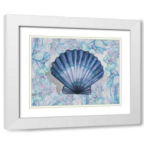 Blue Scallop White Modern Wood Framed Art Print with Double Matting by Boho Hue Studio