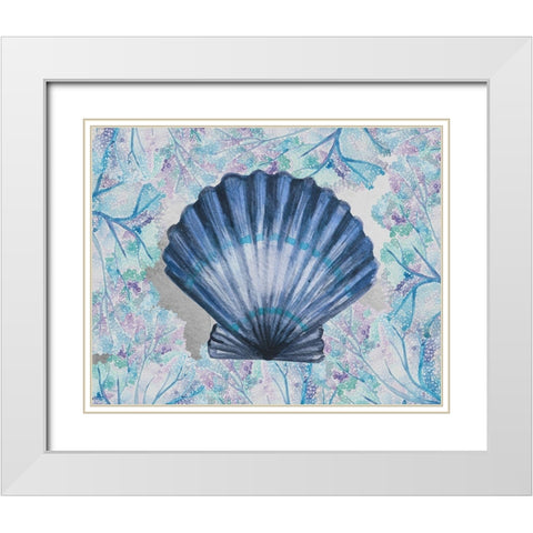Blue Scallop White Modern Wood Framed Art Print with Double Matting by Boho Hue Studio