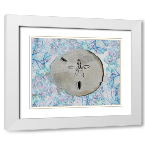 Sand Dollar White Modern Wood Framed Art Print with Double Matting by Boho Hue Studio