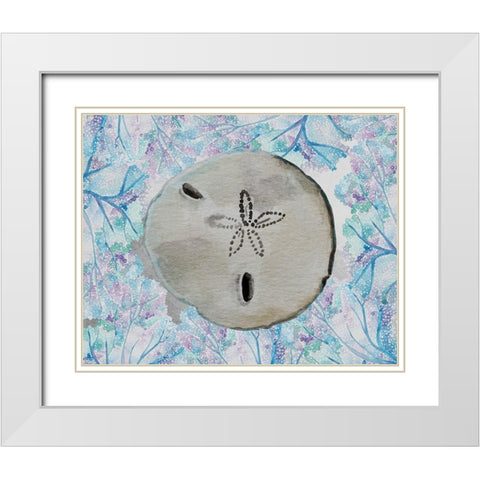 Sand Dollar White Modern Wood Framed Art Print with Double Matting by Boho Hue Studio