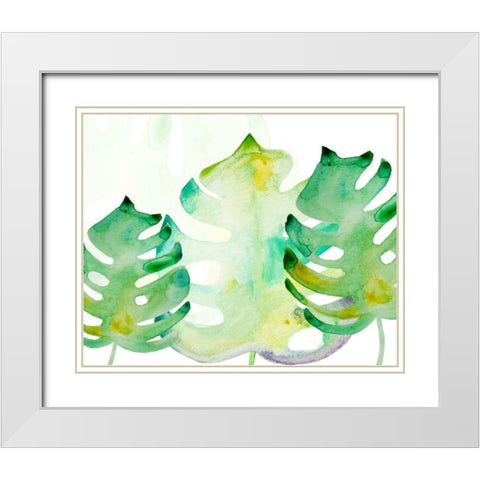 Green Monsteral 1 White Modern Wood Framed Art Print with Double Matting by Boho Hue Studio