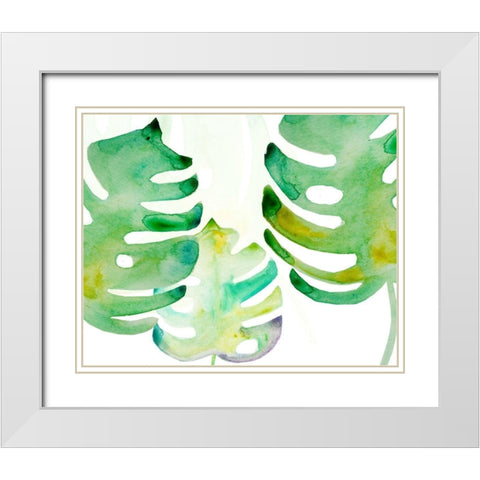 Green Monsteral 2 White Modern Wood Framed Art Print with Double Matting by Boho Hue Studio