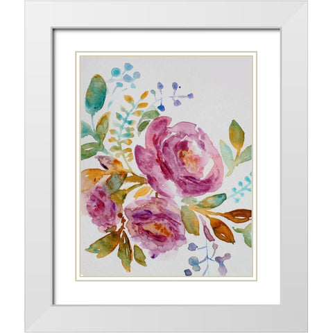 Purple Peony White Modern Wood Framed Art Print with Double Matting by Boho Hue Studio