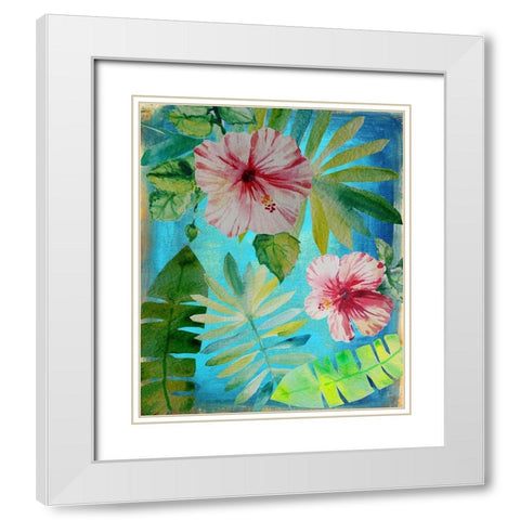 Tropical Hibiscus 3 White Modern Wood Framed Art Print with Double Matting by Boho Hue Studio